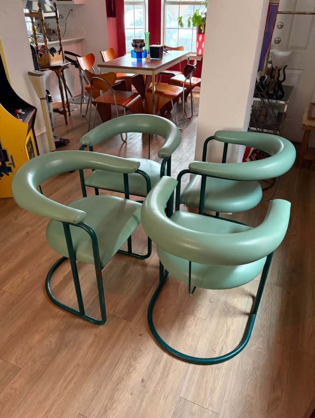 1994 MTS Cantilever Retro Mint Green Armchairs