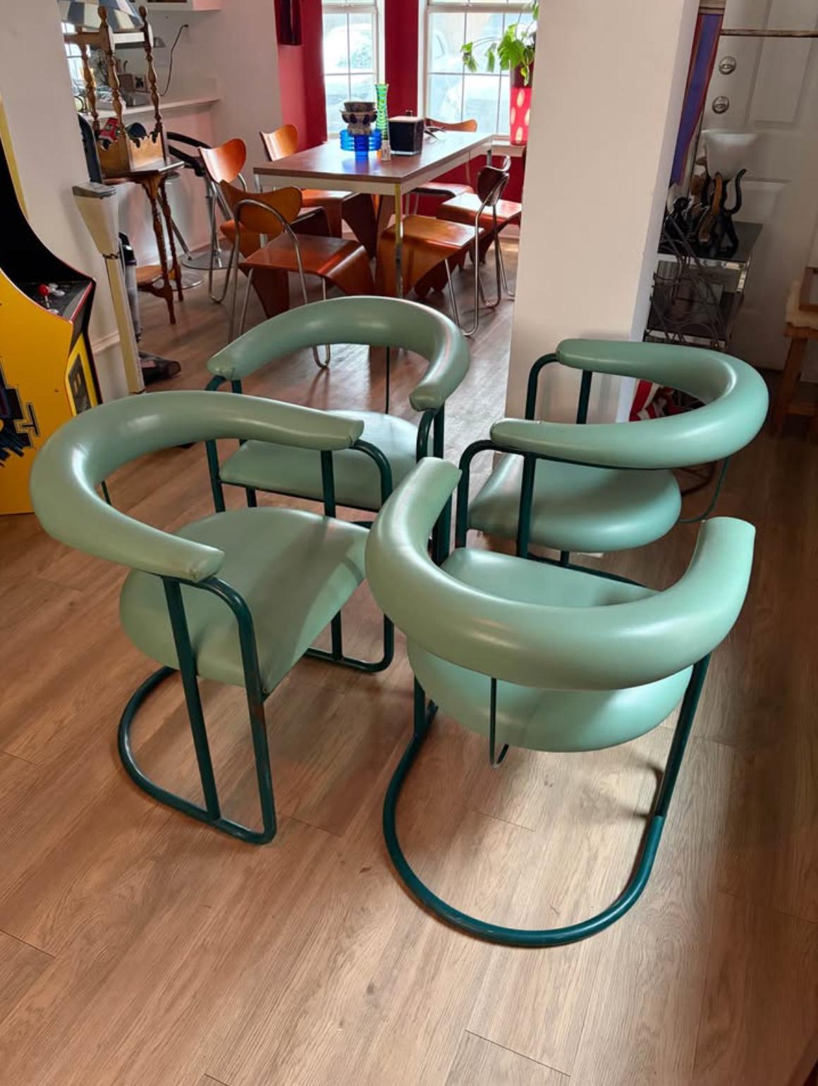 1994 MTS Cantilever Retro Mint Green Armchairs