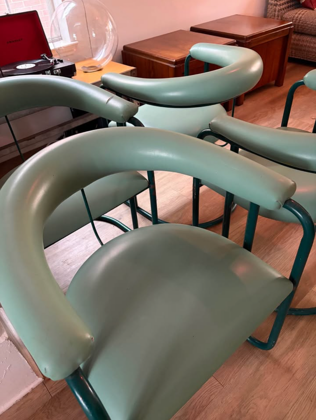 1994 MTS Cantilever Retro Mint Green Armchairs