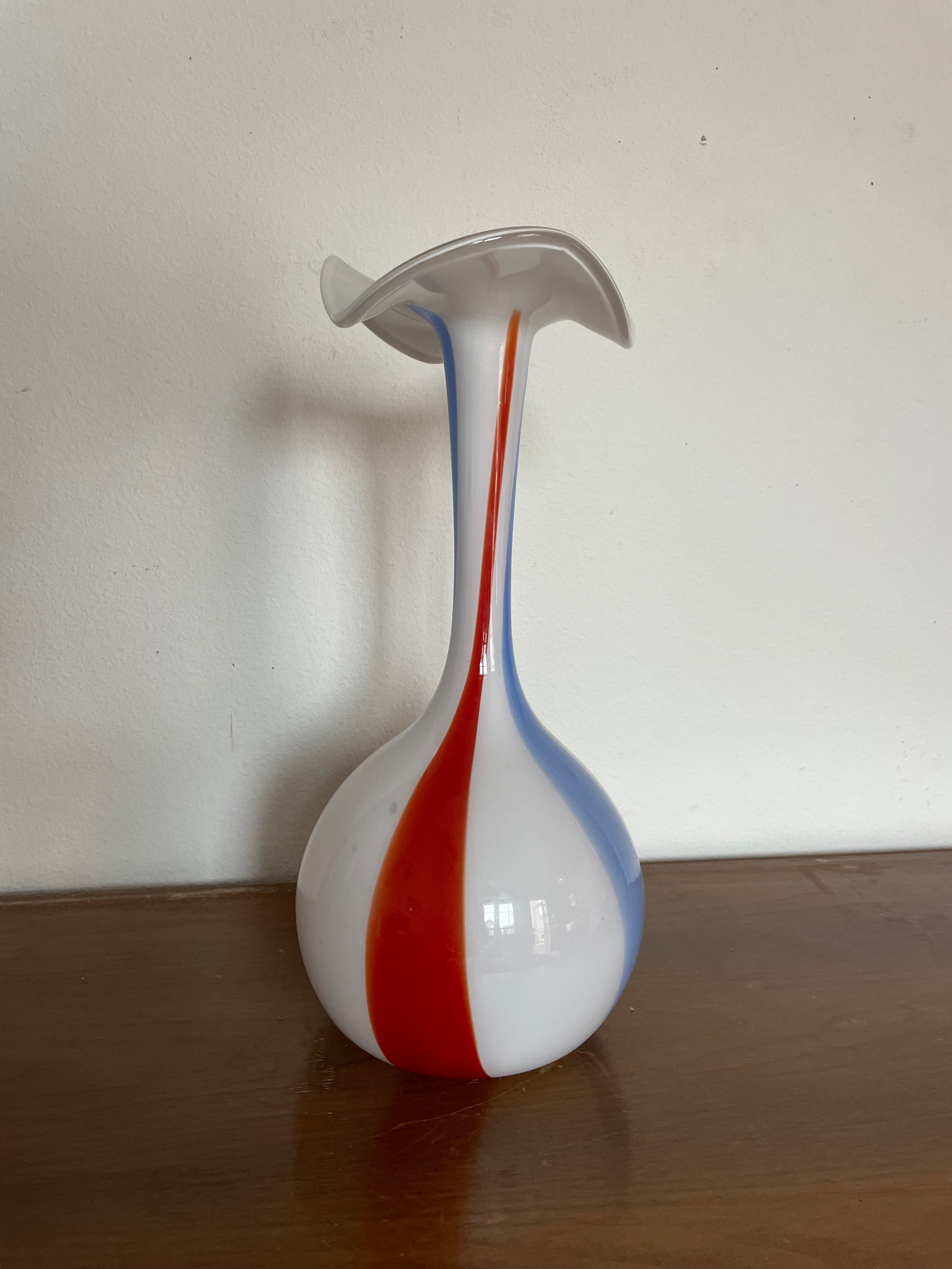 murano style candy striped vase