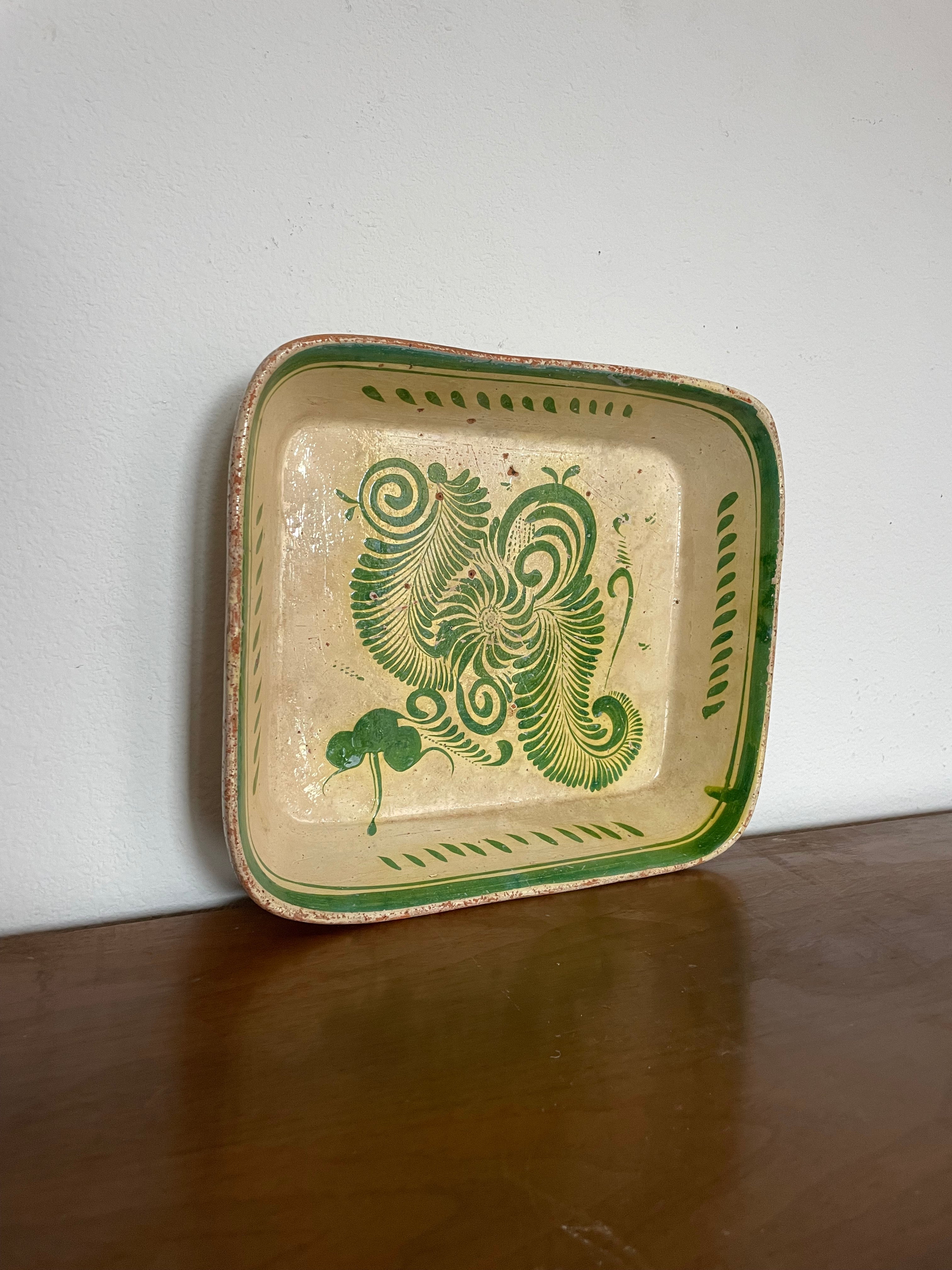 hand painted mexican tonala pottery dish