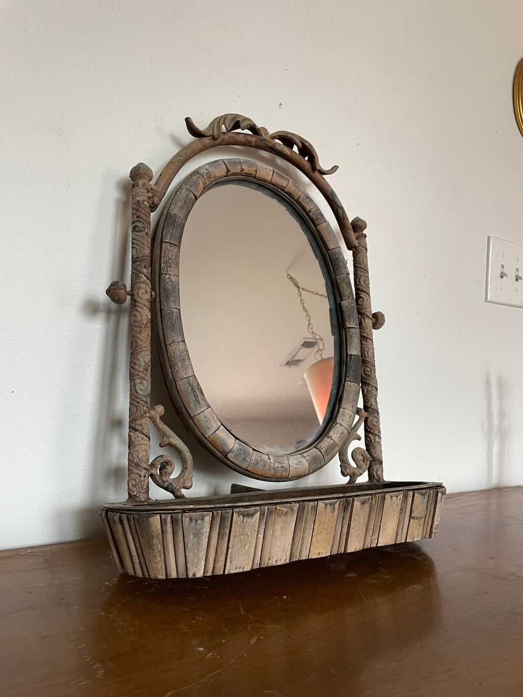 turn of the century vanity mirror with shelf bed