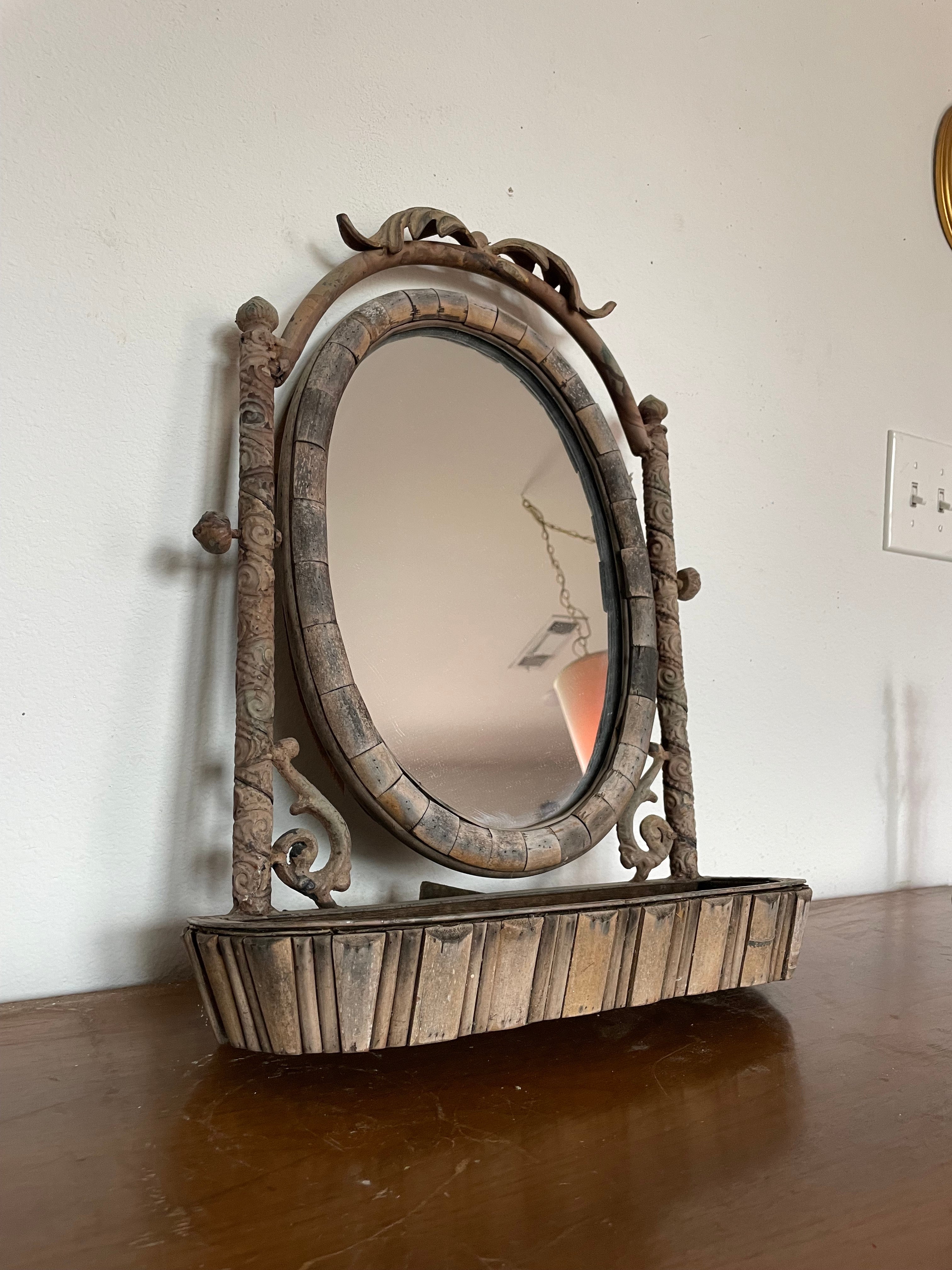 turn of the century vanity mirror with shelf bed