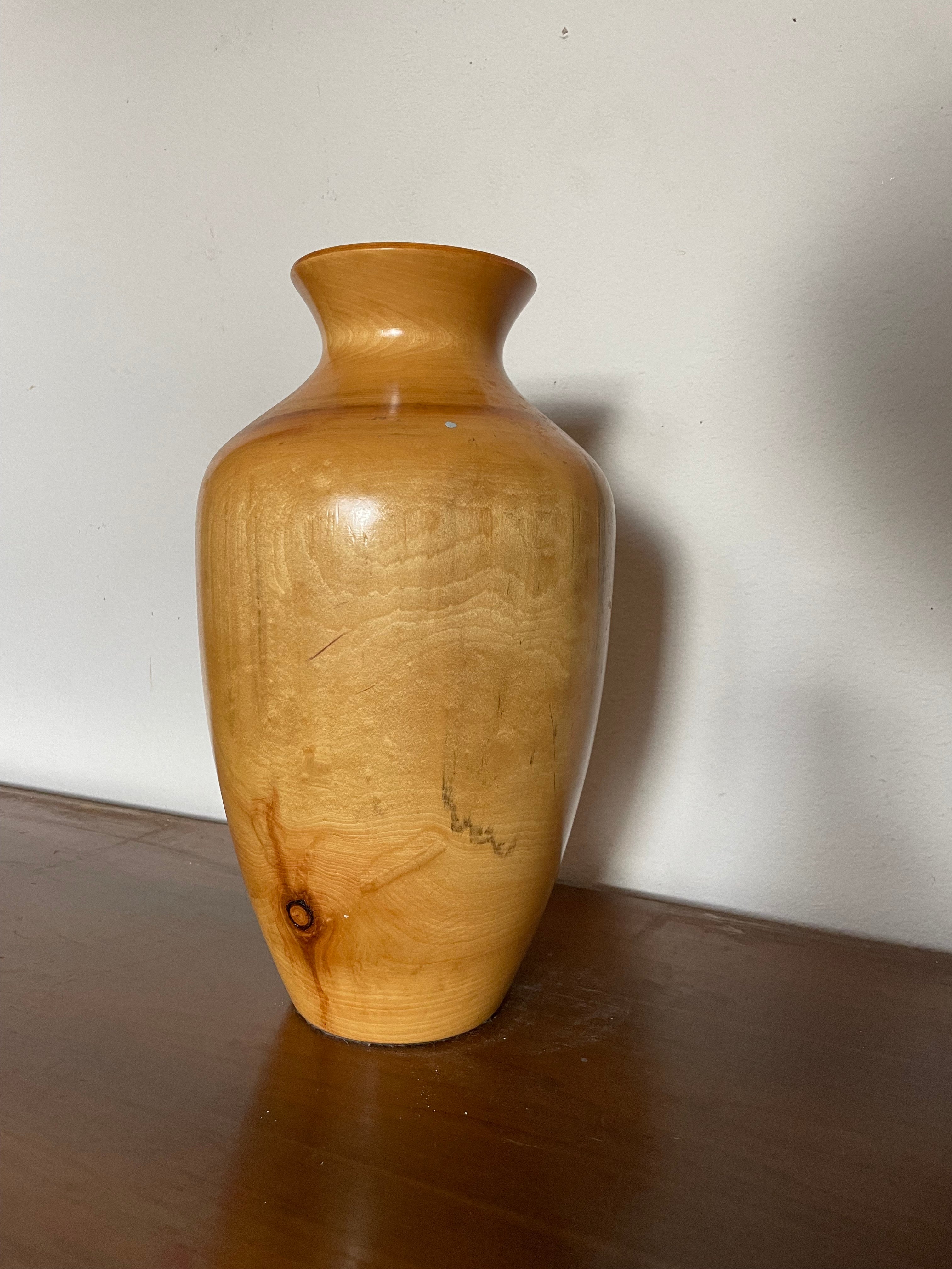 handmade turned oak vase