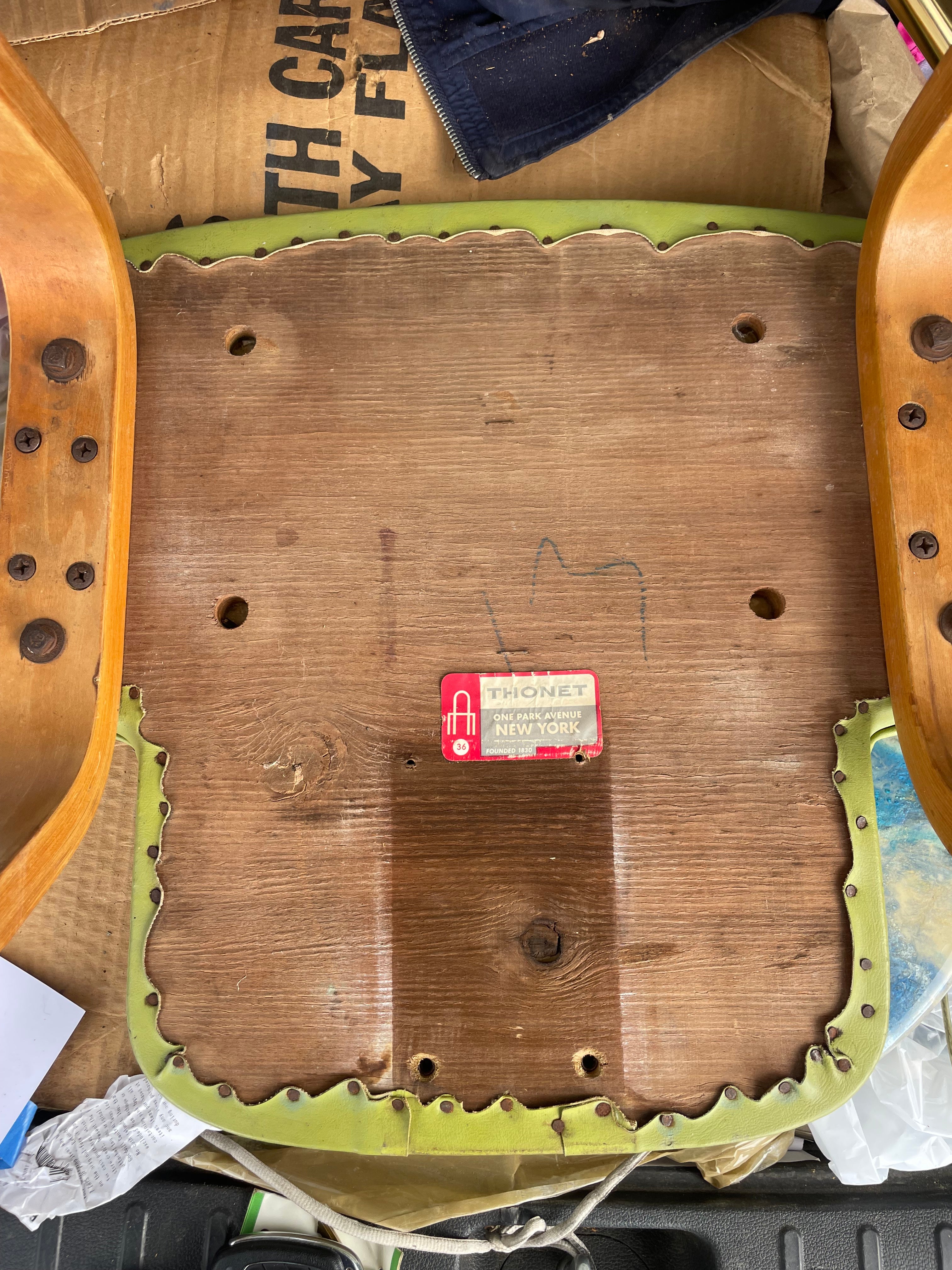 "custom" thonet stool (someone ripped off the seat back)