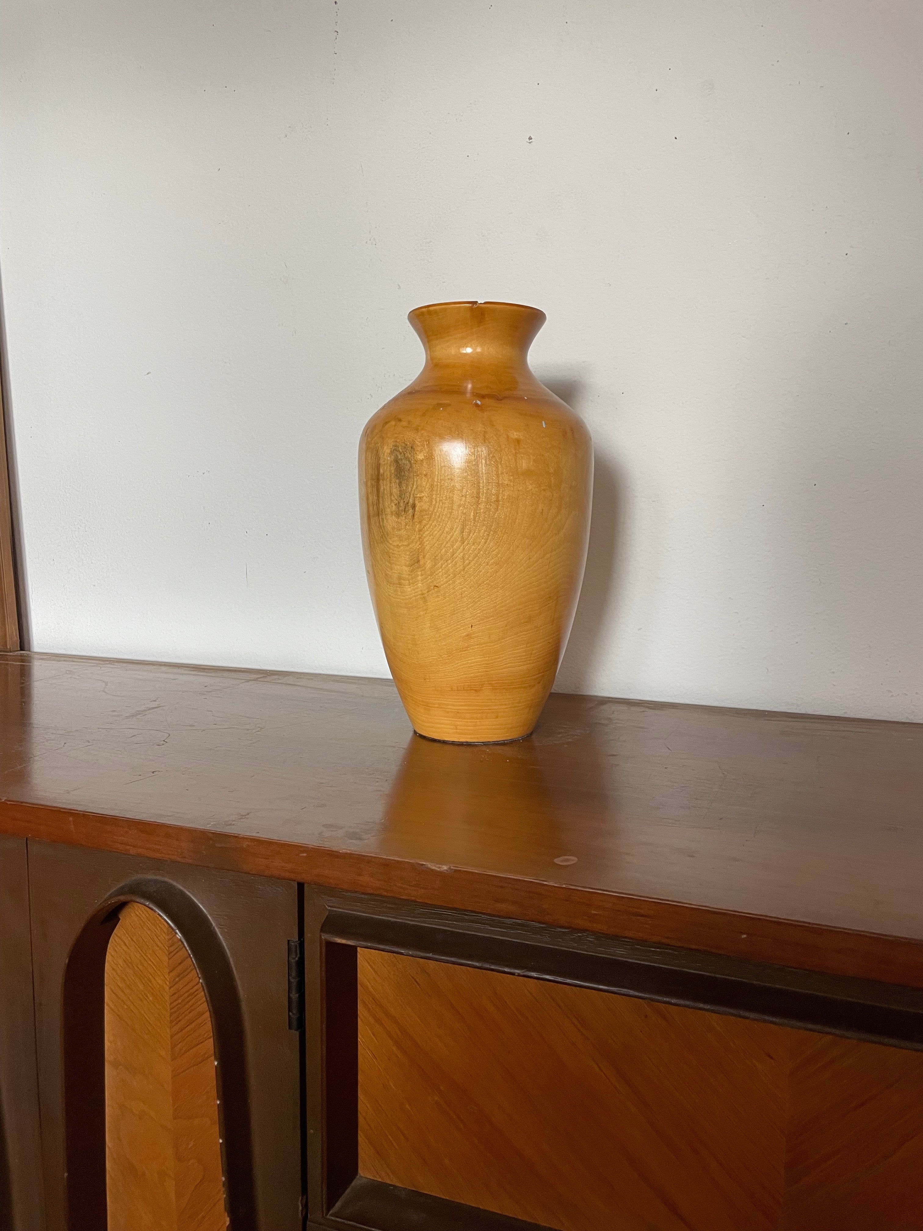 handmade turned oak vase