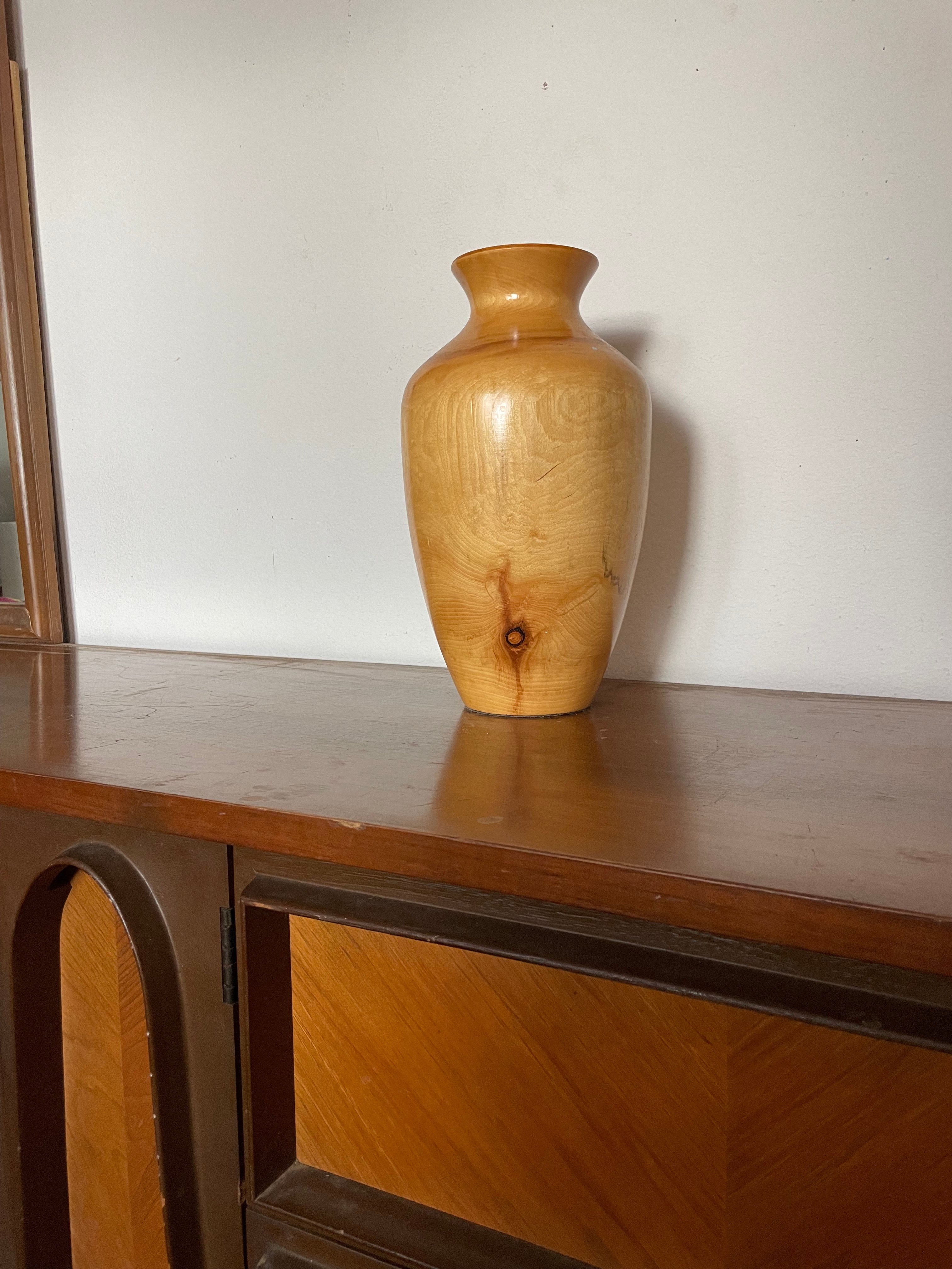 handmade turned oak vase