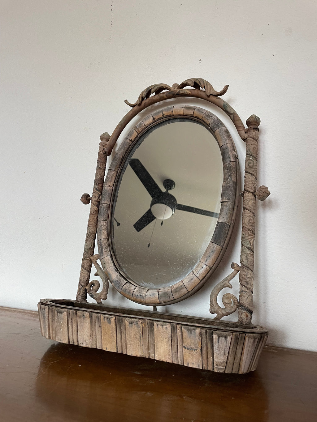 turn of the century vanity mirror with shelf bed