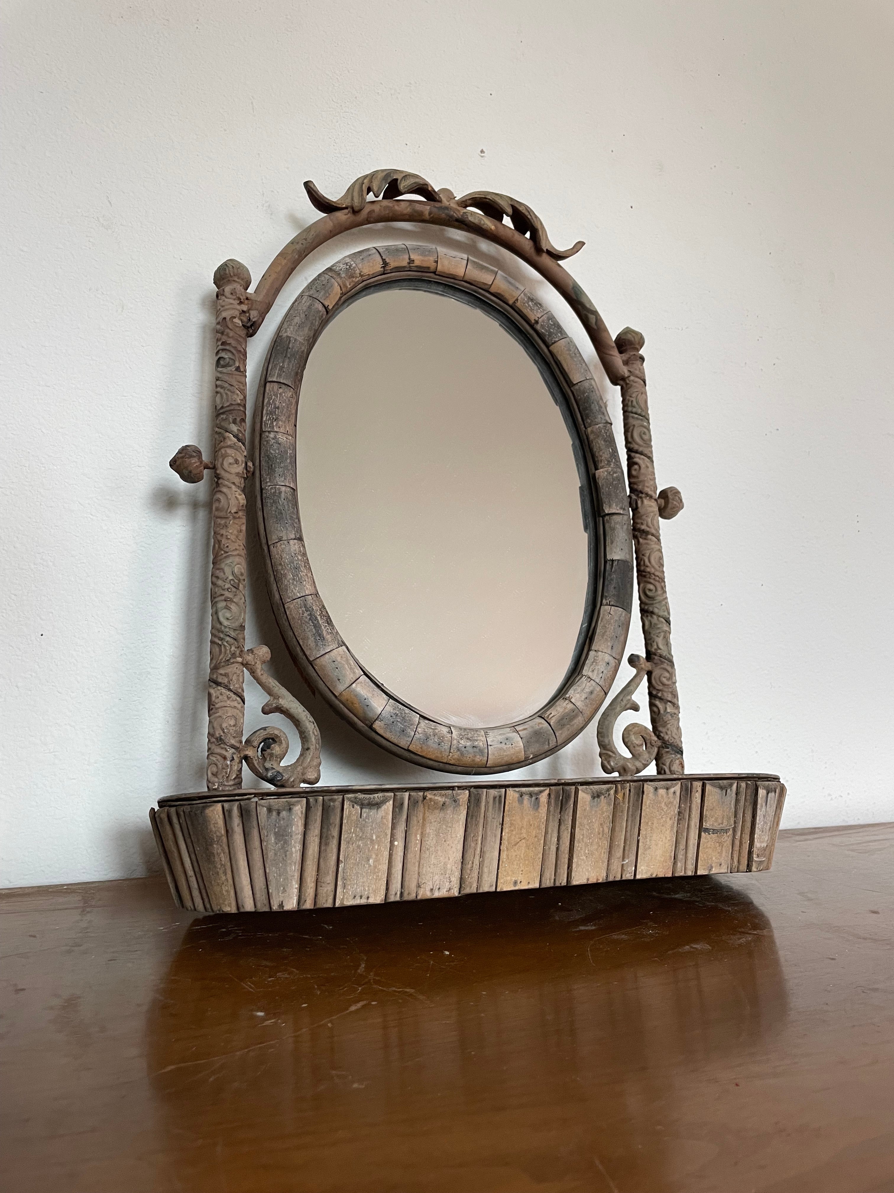 turn of the century vanity mirror with shelf bed