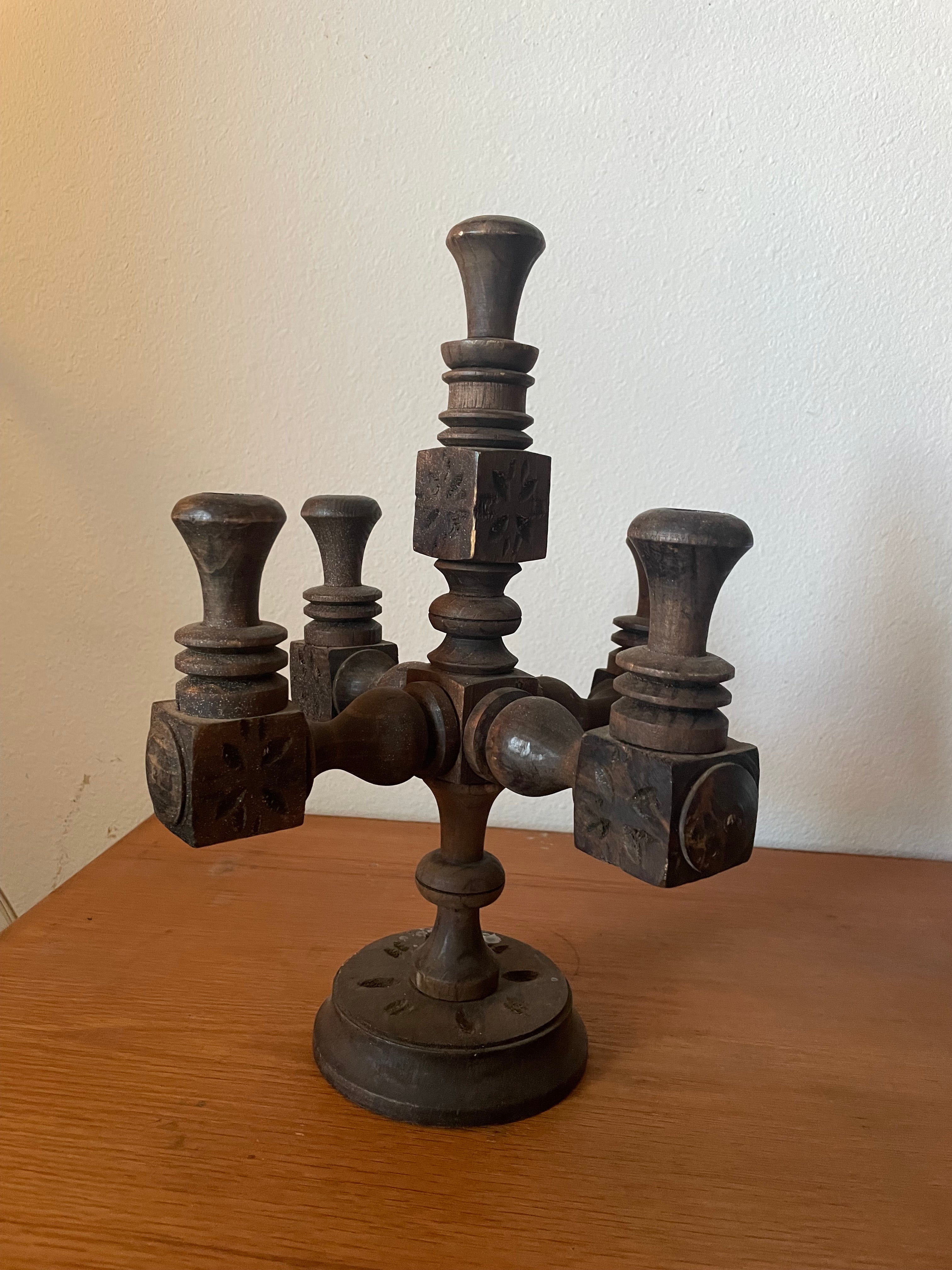 spanish revival wooden candelabra