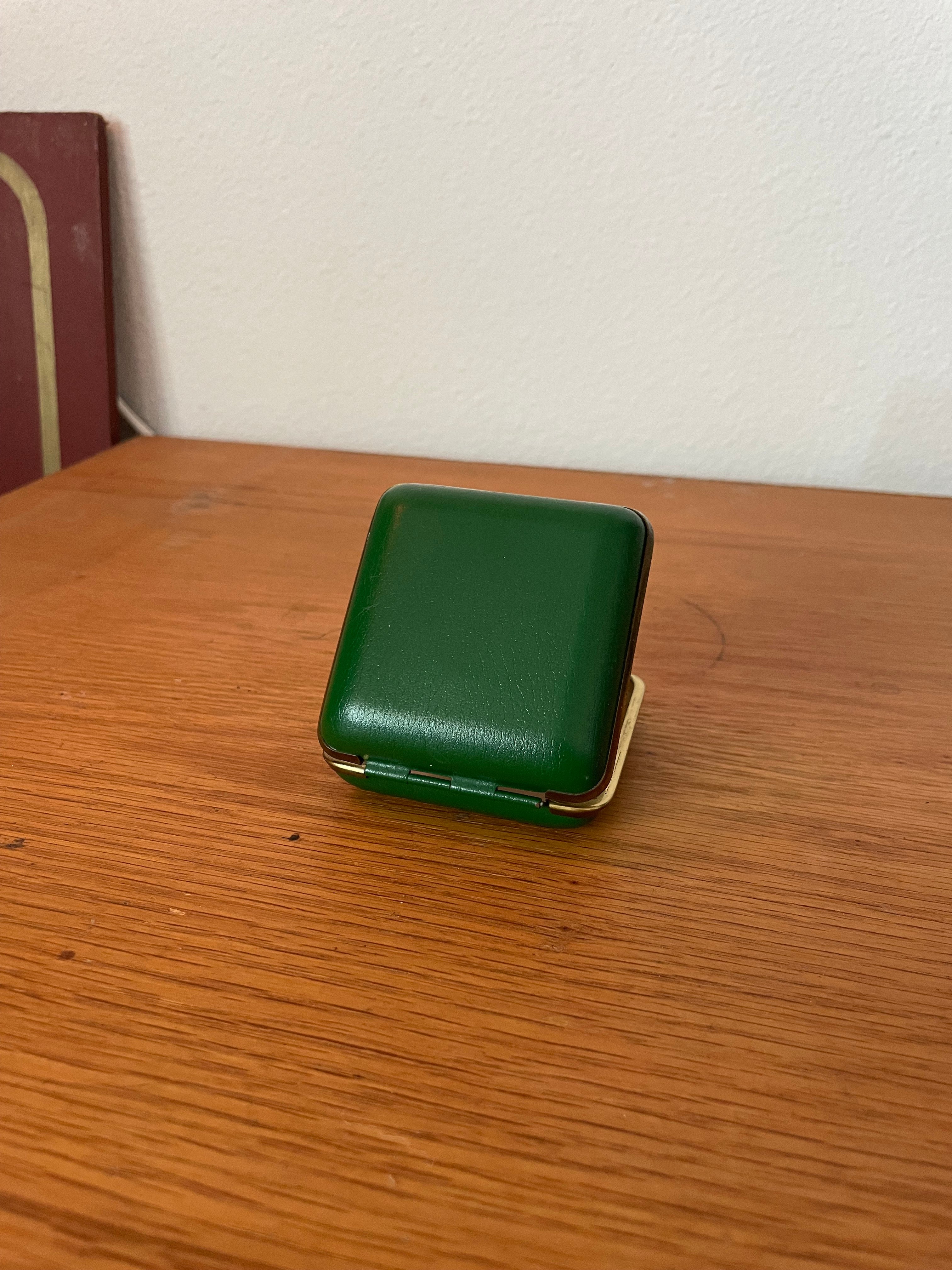 1960's german wind up traveling alarm clock emerald green