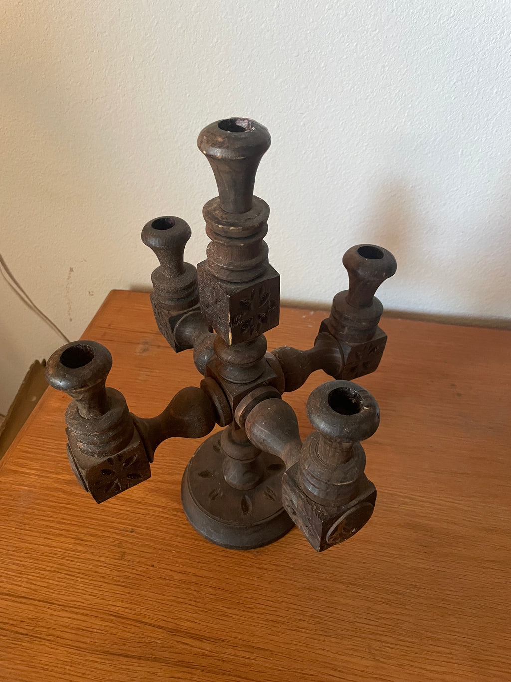 spanish revival wooden candelabra