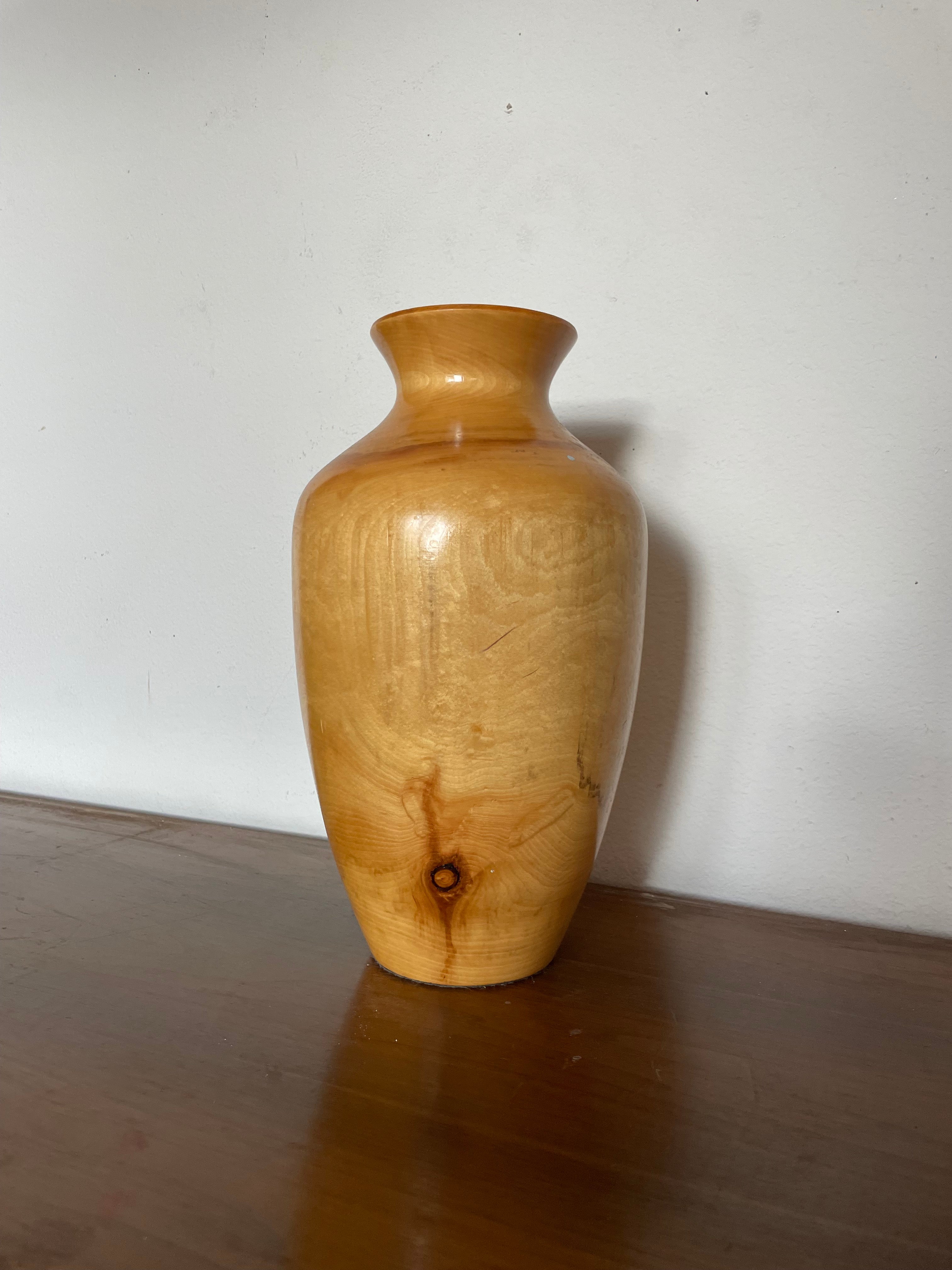 handmade turned oak vase